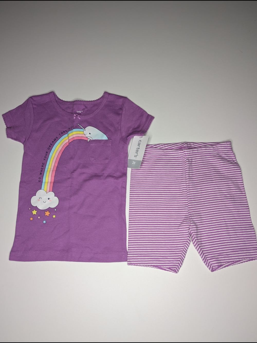 Carter's Purple Rainbow Narwhal Kids Pajama Set